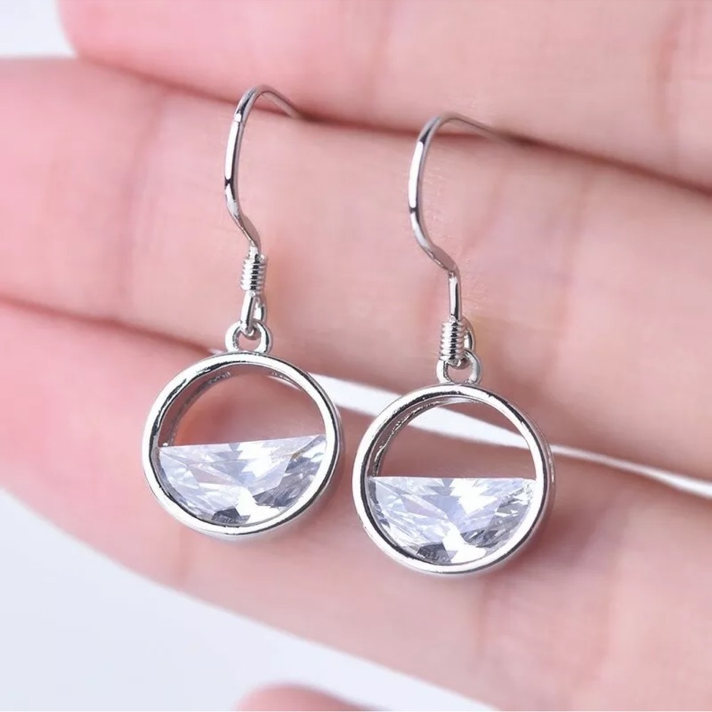 Silver Drop Earrings Gorgeous Cubic Zirconia